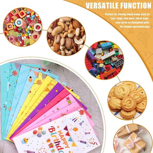 Shindel Party Favor Bags, 54PCS Happy Birthday Treat Bags, Birthday Bags For Kids, 4.7" x 3.1" x 8.7" 12 Designs Colored Paper Bags Goodie Bags for Birthday Party Kids in Saudi Arabia