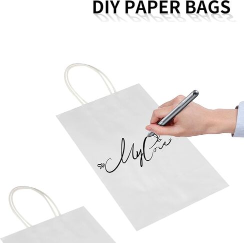Toovip 25 Pack 5.25x3.25x8.25 Inch Small White Kraft Paper Bags with Handles Bulk, Gift Wrap Bags for Favor Grocery Retail Party Birthday Shopping Business Goody Craft Merchandise Take Out Cub Bags in Saudi Arabia