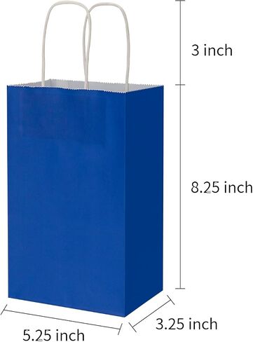 Toovip 25 Pack 5.25x3.25x8.25 Inch Small White Kraft Paper Bags with Handles Bulk, Gift Wrap Bags for Favor Grocery Retail Party Birthday Shopping Business Goody Craft Merchandise Take Out Cub Bags in Saudi Arabia