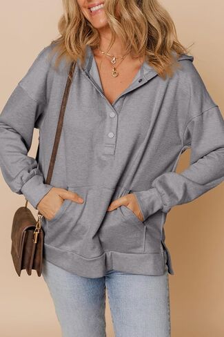 Dokotoo Women's Casual Sweatshirts Long Sleeve Solid Color Loose Hoodies 2024 Trendy Outfits Pullover Tops in Saudi Arabia