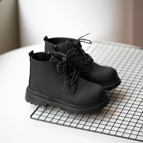 Casazoe طفل الفتيات الفتيان أحذية الأطفال الصغار الكلاسيكية المشي لمسافات طويلة الأحذية الجانب سستة عارضة المشي أحذية العمل عالية أعلى الدانتيل يصل القتالية حذاء من الجلد in Kuwait