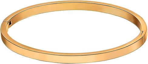 Berné Gold Bangle Bracelet - Gold-Plated Stainless Steel, East-to-Use Clasp, 4mm Wide Bracelet for Women in Kuwait