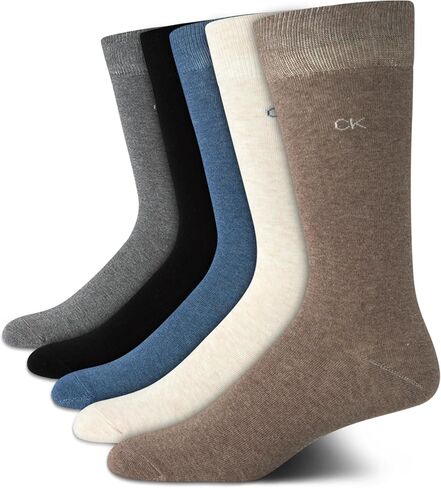 Calvin Klein Men's Dress Socks - 5 Pack Plain and Printed Crew Calf Compression Socks (7-12) in Saudi Arabia