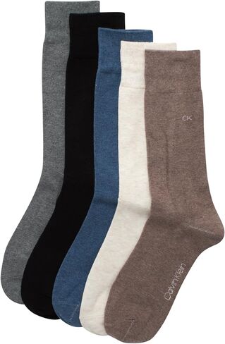 Calvin Klein Men's Dress Socks - 5 Pack Plain and Printed Crew Calf Compression Socks (7-12) in Saudi Arabia