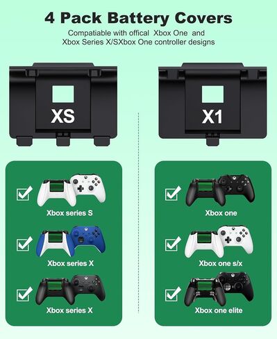 Rechargeable Xbox Controller Batteries Pack for Xbox One / Xbox Series X|S with 4 Covers and USB C Charging Cable, 2x3600mWh Xbox One Controller Battery Play and Charger kit for Xbox One S/X/Elite1 in Saudi Arabia