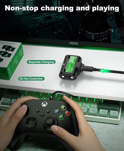 Rechargeable Xbox Controller Batteries Pack for Xbox One / Xbox Series X|S with 4 Covers and USB C Charging Cable, 2x3600mWh Xbox One Controller Battery Play and Charger kit for Xbox One S/X/Elite1 in Saudi Arabia