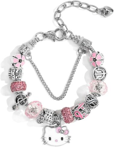 Cute Bracelets, Adjustable Stainless Steel Composite Bracelet Bangles, Classic Cartoon Design Jewelry, Gift for Her (Pink) in Saudi Arabia