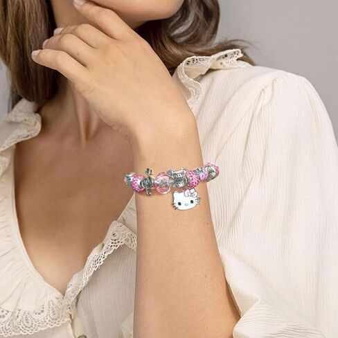 Cute Bracelets, Adjustable Stainless Steel Composite Bracelet Bangles, Classic Cartoon Design Jewelry, Gift for Her (Pink) in Saudi Arabia