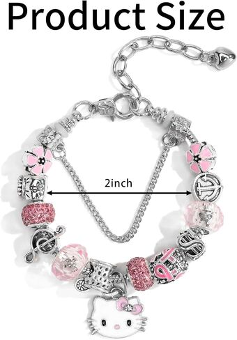 Cute Bracelets, Adjustable Stainless Steel Composite Bracelet Bangles, Classic Cartoon Design Jewelry, Gift for Her (Pink) in Saudi Arabia