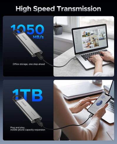 ORICO 256GB External SSD Up to 1000MB/s, Hanging Hole Design Portable Solid State Drive, USB C&A 2 in 1 Cable, Reliable Storage for Type-C Smartphone, Tablets, Laptops - C10 in Saudi Arabia