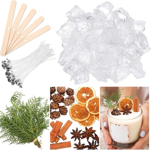 Nuanchu 35 oz Gel Wax Candle Making Kit Clear Jelly Wax Christmas Transparent Scented Gel Candle Wax with Candle Wicks and Centering Device Dried Orange Slices Spice Plants for DIY Candle Supplies in Saudi Arabia