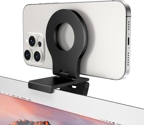 حامل كاميرا Itramax المستمر لشاشة سطح المكتب، حامل كاميرا ويب iPhone Mag-Safe للكمبيوتر المحمول، حامل ألومنيوم قابل للتعديل لهاتف iPhone 16 15 14 13 12، iOS 16، MacBook Pro، Air، iMac، macOS 13 Ventura، Apple TV in Kuwait