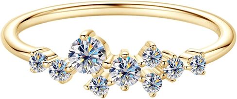 D VVS1 Moissanite Rings for Women, Stackable Dainty Ring, Solid 925 Sterling Silver Plated 18k White Gold Wedding Ring in Saudi Arabia