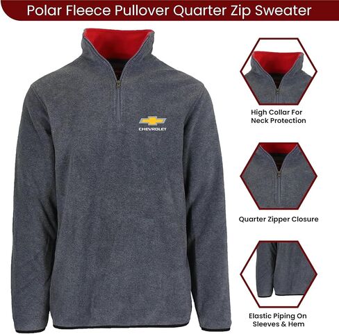 JH DESIGN GROUP Men’s Chevy Bowtie Logo Quarter Zip Fleece Sweatshirt 3 Colors in Kuwait
