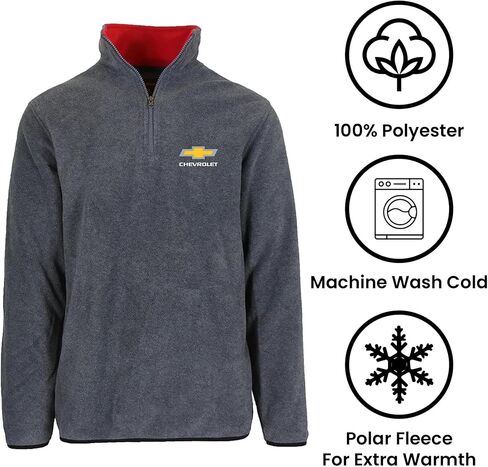 JH DESIGN GROUP Men’s Chevy Bowtie Logo Quarter Zip Fleece Sweatshirt 3 Colors in Kuwait