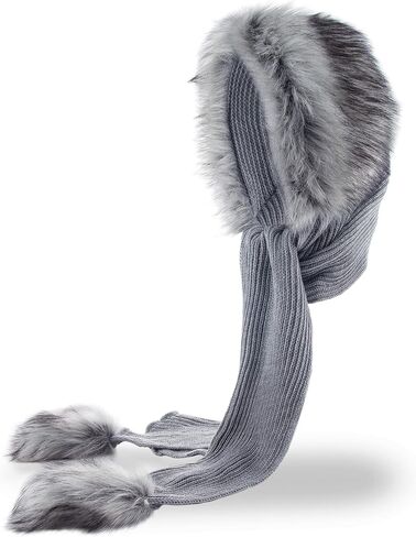 Futrzane Classic Hooded Scarf - Faux Fur Hooded Scarves for Women - Cowl & Hat in Kuwait