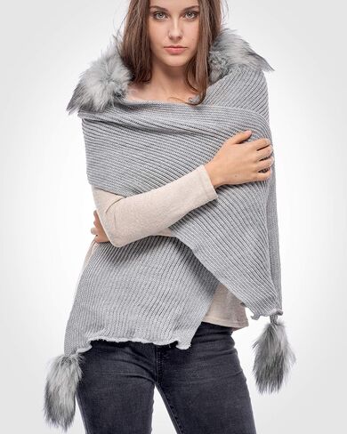 Futrzane Classic Hooded Scarf - Faux Fur Hooded Scarves for Women - Cowl & Hat in Kuwait