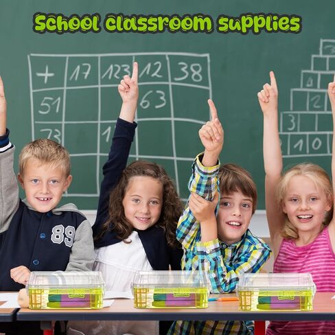Suzile 12 Pcs Plastic Clear Crayon Box with Lids Stackable Crayon Organizer Storage Holder Container Bulk Hard Pencil Case for School Classroom Office Supplies Pen Pencil Art Crafts(Yellow) in Saudi Arabia