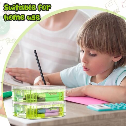 Suzile 12 Pcs Plastic Clear Crayon Box with Lids Stackable Crayon Organizer Storage Holder Container Bulk Hard Pencil Case for School Classroom Office Supplies Pen Pencil Art Crafts(Yellow) in Saudi Arabia