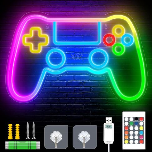 لافتات نيون لديكور الحائط مع أكثر من 200 مصباح RGB، وملحقات ألعاب التحكم عن بعد والتحكم في التطبيقات لديكور الغرفة، وعلامة إضاءة لوحة الألعاب لجدار غرفة النوم in Kuwait