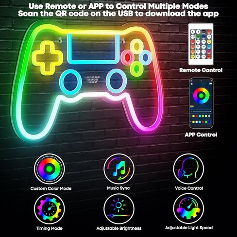 لافتات نيون لديكور الحائط مع أكثر من 200 مصباح RGB، وملحقات ألعاب التحكم عن بعد والتحكم في التطبيقات لديكور الغرفة، وعلامة إضاءة لوحة الألعاب لجدار غرفة النوم in Kuwait