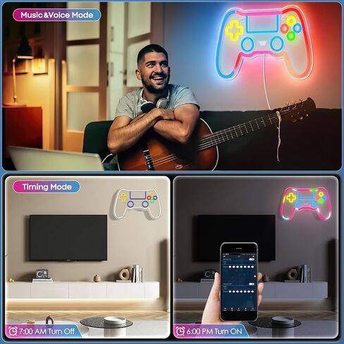 لافتات نيون لديكور الحائط مع أكثر من 200 مصباح RGB، وملحقات ألعاب التحكم عن بعد والتحكم في التطبيقات لديكور الغرفة، وعلامة إضاءة لوحة الألعاب لجدار غرفة النوم in Kuwait