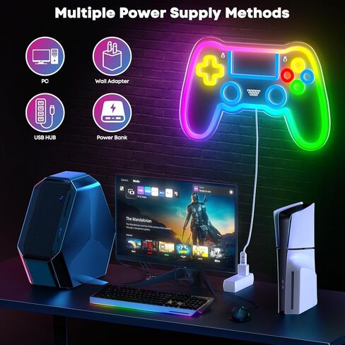 لافتات نيون لديكور الحائط مع أكثر من 200 مصباح RGB، وملحقات ألعاب التحكم عن بعد والتحكم في التطبيقات لديكور الغرفة، وعلامة إضاءة لوحة الألعاب لجدار غرفة النوم in Kuwait