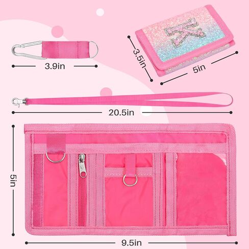 Girls Wallet for Kids, Little Girl Glitter Trifold Wallet with Hook&Loop, Kids Initial Wallets Purse with Coin Pocket, Teen Girl Wallet for Ages 3-14 Christmas Birthday Gifts (Rainbow, B) in Kuwait