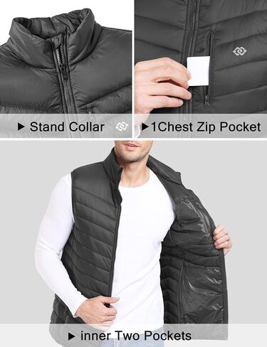 MoFiz Men's Vests Lined Puffer Vest Travel Work Vest Warm Winter Water Repellent Windbreak Vest Coat for Hiking in Kuwait