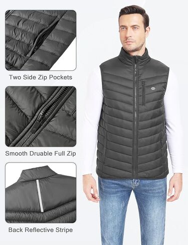 MoFiz Men's Vests Lined Puffer Vest Travel Work Vest Warm Winter Water Repellent Windbreak Vest Coat for Hiking in Kuwait