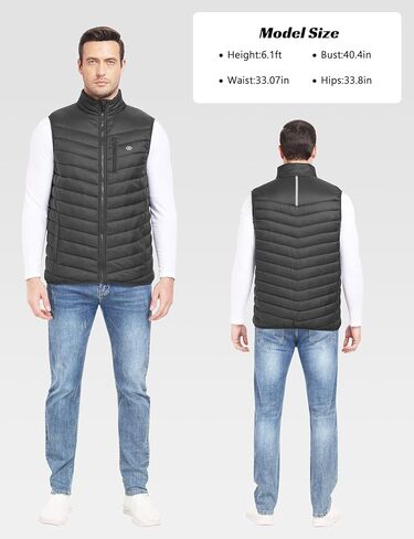 MoFiz Men's Vests Lined Puffer Vest Travel Work Vest Warm Winter Water Repellent Windbreak Vest Coat for Hiking in Kuwait