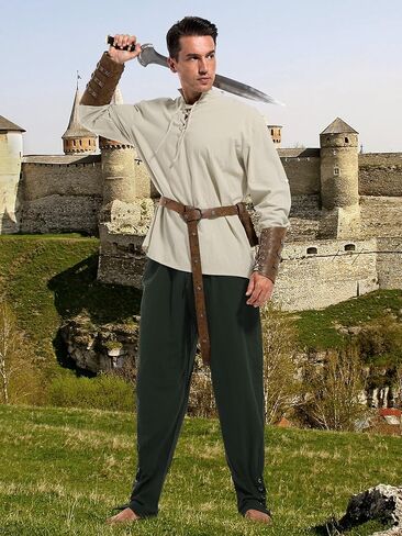 Halloween Renaissance Costume Men, Medieval Costume Men Renaissance Outfit Viking Costume Renaissance Accessories in Kuwait