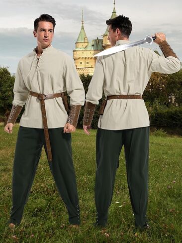 Halloween Renaissance Costume Men, Medieval Costume Men Renaissance Outfit Viking Costume Renaissance Accessories in Kuwait