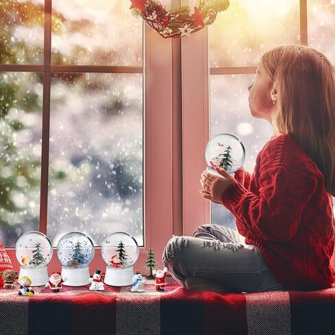 Soaoo 10 Sets Christmas Snow Globe Making Kit, Include 10 DIY Snow Globe Glue Gun with Glue Stick 12 Resin Christmas Ornaments 10 Christmas Trees 10 Fake Snow 2 Snow Glitter for in Kuwait