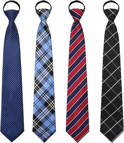 Mens Ties Pre Tied Ties for Men, Adjustable Mens Zipper Tie 4pcs Mens Neckties for Business Wedding Casual in Saudi Arabia