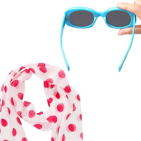 2PCS Women's Scarf Pink Dot and Retro Blue Glasses Halloween Party Props Accessories Costume in Kuwait