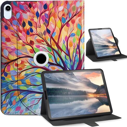 حافظة لجهاز iPad الجيل العاشر مقاس 10.9 بوصة - حامل ذكي مع وظيفة دوران 360 درجة، مشبك مغناطيسي، تنبيه/غفو تلقائي لجهاز iPad الجيل العاشر 2022، أبيض in Kuwait