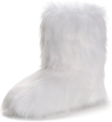 Women's Faux Fur Boots Furry Fuzzy Snow Boots Fluffy Winter Boots Warm Comfortable Mid-Calf Boots in Saudi Arabia