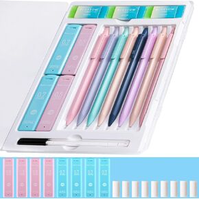 20PACK Mechanical Pencil, 8Pcs 0.5 0.7mm Mechanical Pencils Set With Eraser and 480 Pcs Refills, Cute Colored Preppy School Supplies Gift for Girls Writing - Come With Custom Case