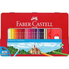 Faber-Castell Classic Colored Pencils Tin Set, 48 Vibrant Colors In Sturdy Metal Case