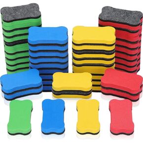 48 Pieces Magnetic Whiteboard Dry Eraser Office Erasers Bone Shaped Dry Erasers Fit for School, Home and Office, Red, Yellow, Blue and Green