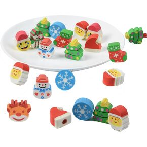 34PCS Christmas Pencil Top Erasers Bulk for Kids,Fun Eraser Caps Cute Topper Erasers for Pencil for Back to School Party Gifts (34)