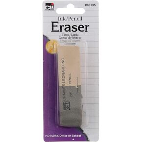 Charles Leonard 2 Sided Ink and Pencil Eraser, Gray/White (80795)