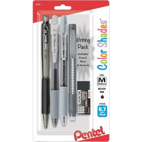 Pentel Color Shades Writing Pack - Includes; Pencil, Pens, and Erasers- Pastel Violet (BLBKALZBPV)