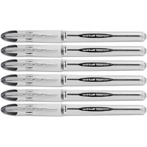 Uni-Ball Vision Elite Stick Roller Ball Pens, Bold Point, Black Ink, 6 Pens