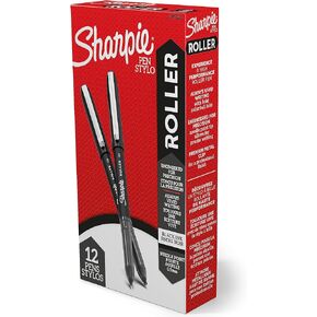 Sharpie Rollerball Pen, Needle Point 0.5Mm Pens, Writing Pens, Journaling Pens, Precision Pen, Black Ink, 12 Count