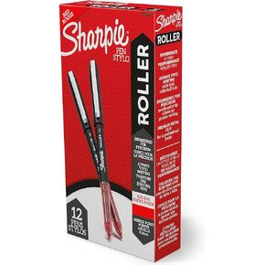 Sharpie Rollerball Pen, Needle Point 0.5Mm Pens, Writing Pens, Journaling Pens, Precision Pen, Black Ink, 12 Count