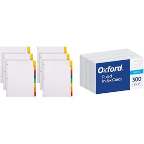 Oxford Write ’n Erase Binder Dividers, 8 Tab, Write On Tabs, Erase Ballpoint Pen, Non Permanent Marker or Pencil, White, Color Tabs, 6 Sets (89991)
