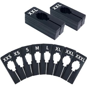 8 PCS Rectangular Black Plastic Closet Dividers with a Bonus Marker, Writable and Reusable for Sorting Clothing Size, Color, Brand, Size 2" x 5.4’’ (Inner Diameter 1.4")