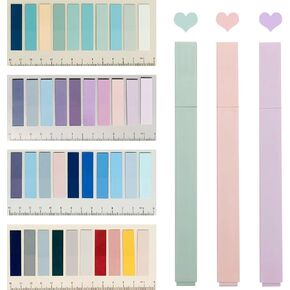 Sticky Book Tabs with Highlighers, 800 PCS Annotation Tabs for Annotating Books, Moran and di Writable Page Flags Marker, Sticky Notes Index Tabs for Files Classification, 3 PCS Highlighters